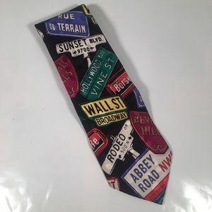 Addiction necktie street signs 100% silk